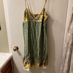 Say What? Green and Yellow Midi Dress